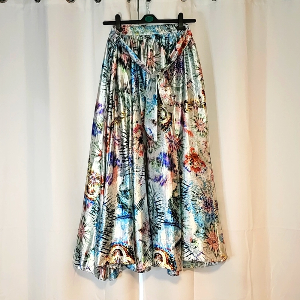 NEW Silky Silver Maxi Skirt